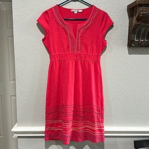 Boden coral pink embroidered jersey dress